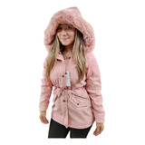 Campera Parka Mujer Larga Abrigo Moda Piel Capucha Importada