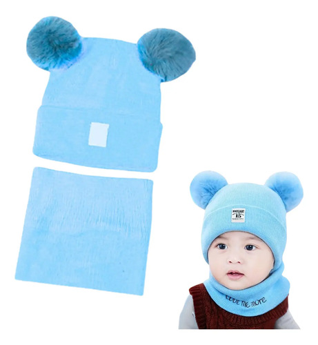 Conjunto Gorro Bufanda Bebé Redondos Orejas Oso Invierno