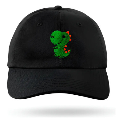 Gorra Bordada Mini Dino Dinosaurio Bebe Baby Cute Kawaii Negro Unitalla Liso