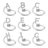 Anillos De Plata For Parejas Con Letras Circonitas, 2 Unida