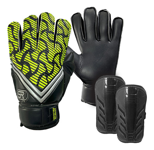 Kit Luva Goleiro Futebol Infantil + Caneleira Kids