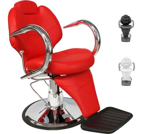 Sillon Barber Shop Peluqueria Barberia Reclinable Estetica Color Rojo