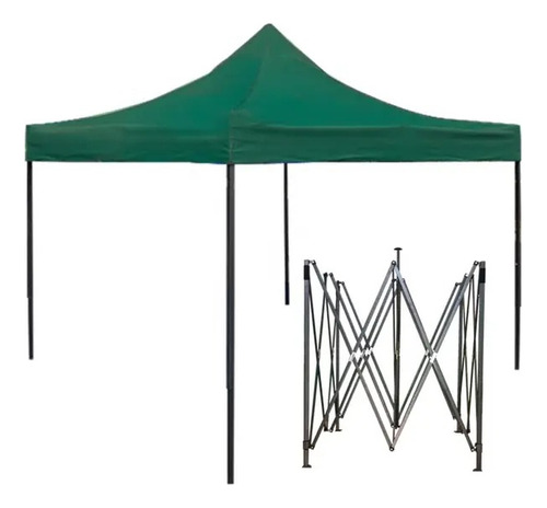 Toldo Plegable Lona Con Paredes  Impermeable 2x2mts Verde