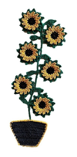 Ima De Geladeira  Modelo Flor Girassol  Feito Em Crochê
