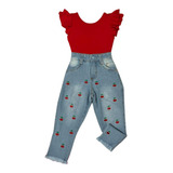 Roupa De Menina Conjunto Infantil Body E Calça Jeans Modinha