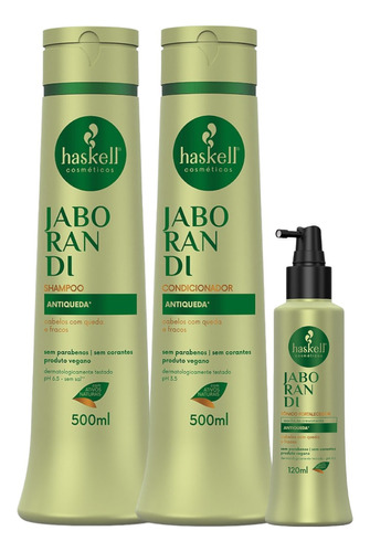 Kit Haskell Jaborandi Shampoo Condici 500ml + Tonico 120 Ml