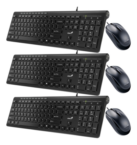 Teclado Y Mouse Genius X3 Unidades Combo Kit Pc O Notebook