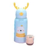 Termo De Agua Infantil Kawaii 500ml Con Funda Y Cuerda