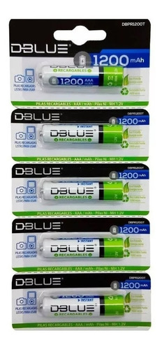 Pack 5 Pilas Recargables Aaa Dblue 1200mha / Tecnocenter