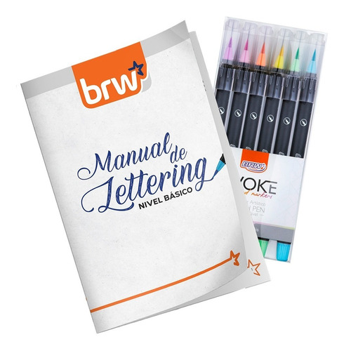 Manual Lettering+6 Marcador Brushpen Pastel Punta Pincel Brw