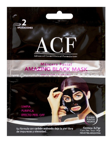 Set X2 Acf Amazing Black Máscara Facial Puntos Negros X 7grs