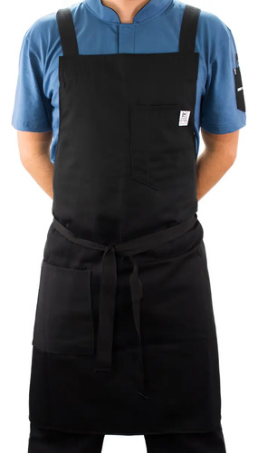 Mandil Delantal Para Chef  Banda Cruzada Negro Chef Mode | Meses sin interés