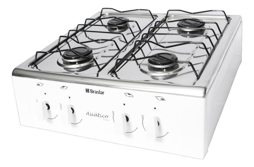 Fogão Cooktop Gás Braslar Asiático Jr 4 Bocas Branco