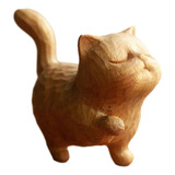 Estátua De Gato De Madeira Pequena, Figura De Gato