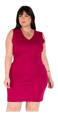 Vestido Tubinho Midi Plus Size Marguerite Purpura Gola V