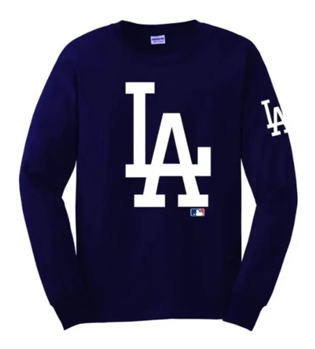 Playera Los Angeles Dodgers La, Manga Larga 100% Algodón