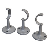 3 Soportes De Cortina Simple Innova Para Caño De 21mm Gris