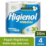 Papel Higienico Higienol Doble Hoja Premium Aloe Vera 4x30mt