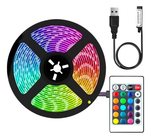 Cintas Led Colores Control Rgb 5 Mtrs Versión 5050 Adhesiva