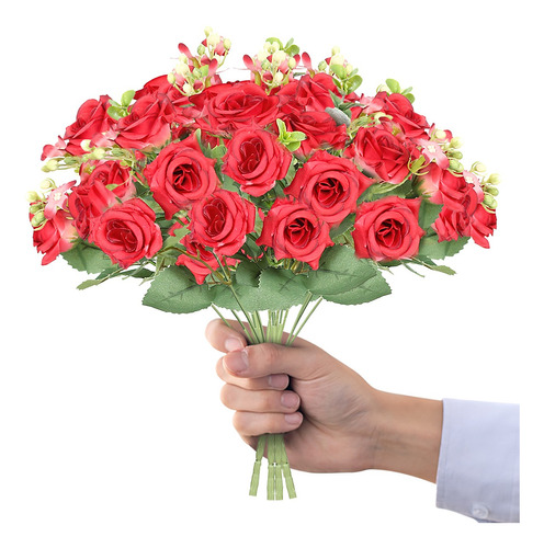 5 Ramos Flores Rose Artificiales Rama Decorativa 50 Flores