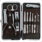 Kit Estojo Cortador Unha Em Inox Manicure Masculino Feminino