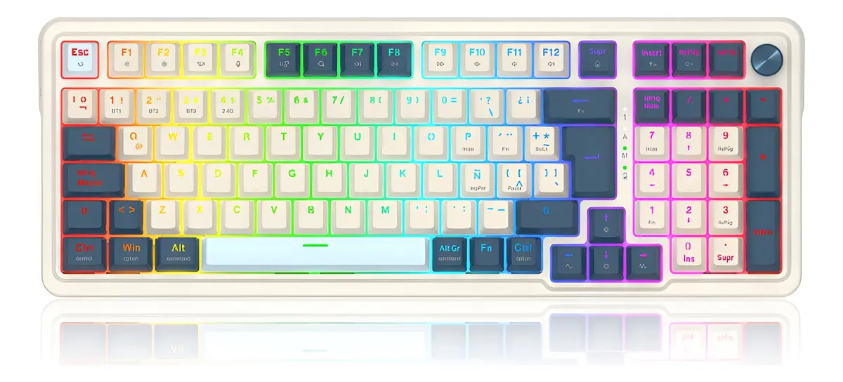 TECLADO REDRAGON EISA PRO K686 WIRELESS RGB WHITE/BLUE