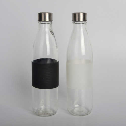 Botella De Vidrio Con Goma Antideslizante 1 Litro Agua Jugo