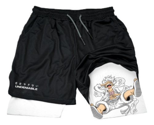 A Anime Series Fitness Print Double Layer Shorts