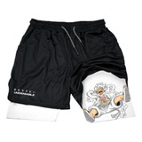 A Anime Series Fitness Print Double Layer Shorts