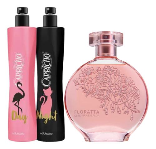 Combo Capricho Day & Night 50ml Cada + Floratta Cerejeira Em Flor 75ml Kit Presente O Boticário Infantil E Feminino 