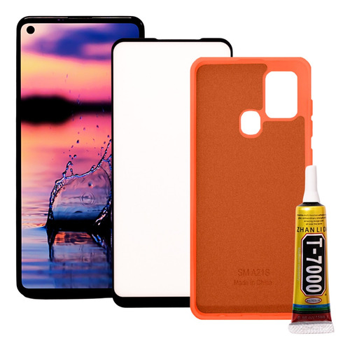 Frontal Compatível Samsung A21s Aro + Case + Cola + Película