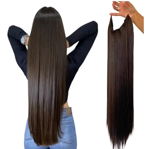 Aplique Cabelo Bio Humano Mágico Fio Invisível 70cm 150gr 