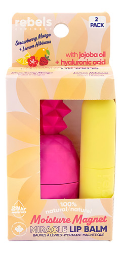 Bálsamo Labial Rebels Refinery 2 Pack Strawberry + Lemon