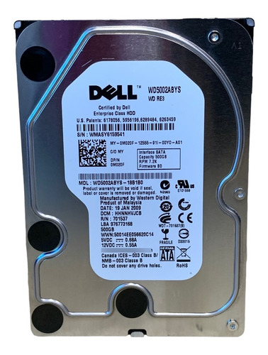 Hd Dell Sata 500gb  7200rpm  Wd5002abys