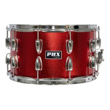 Caixa Bateria Phx Music 14x8 Madeira Cromado Vermelha