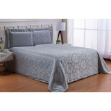  Cobre Leito Jacquard Cor Cinza Cama De Viuva 3peças 