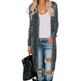 .. Sueter Cardigan Animal Print Leopardo Largo Moderno