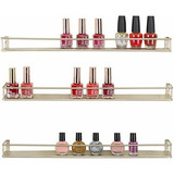 Mygift Set Of 3 Brass-tone Metal Wall Mounted Nail Polish & 