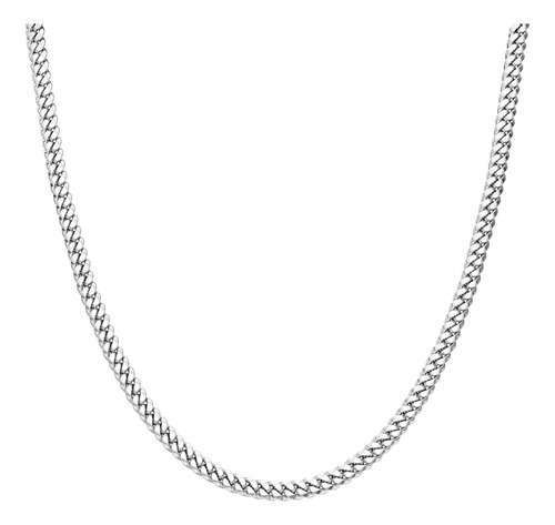 Collar De Plata Para Mujer Hombre Cadena Cubana De 3,5 Mm De