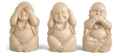 Escultura Trio Buda Cego Surdo E Mudo Enfeite Decoração 12cm