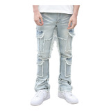 Logeqi® Jeans  Acampanados Con Borlas Creativas  Hombr