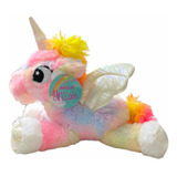 Unicornio De Peluche Multicolor Tornasolado Acostado