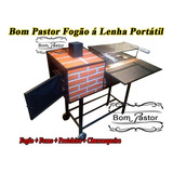 Fogão Á Lenha Portátil + Forno + Churrasqueira + Prateleira