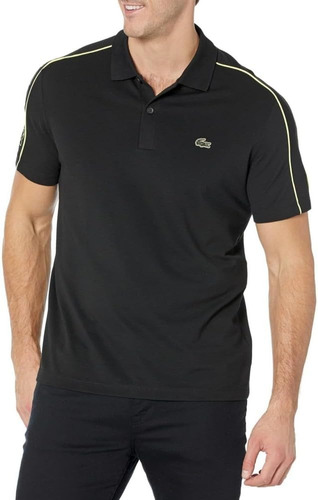 Camisa Lacoste Polo Negro Con Ribete Casual Mod Ph1426-51