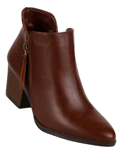 Botin Casual Tacon Mujer Café Tacto Piel Stfashion 14403903