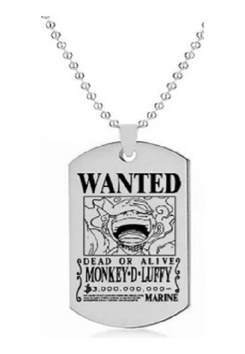 One Piece Collar Wanted Luffy Metálico