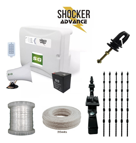 Kit Completo Cerca Eléctrica Energizádor Seg Shockeradvance 