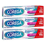 Kit 3 Ultra Corega Creme Sem Sabor 68g Fixador Grande