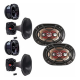 Kit Alto Falante Bravox 6x9 + 2 Tweeter + 2 Driver Unlike 