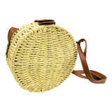 Bolsa Redonda Feminina Bambu Palha Indiana Moda Praia Verão